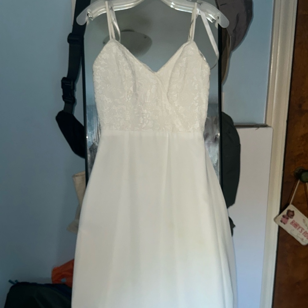 White floor length dress